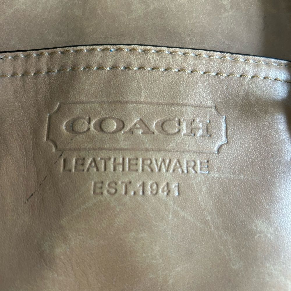 Coach Gallery Tote Bag Tan Leather Silver Tone Buckle Large Carryall - Picture 6 of 16